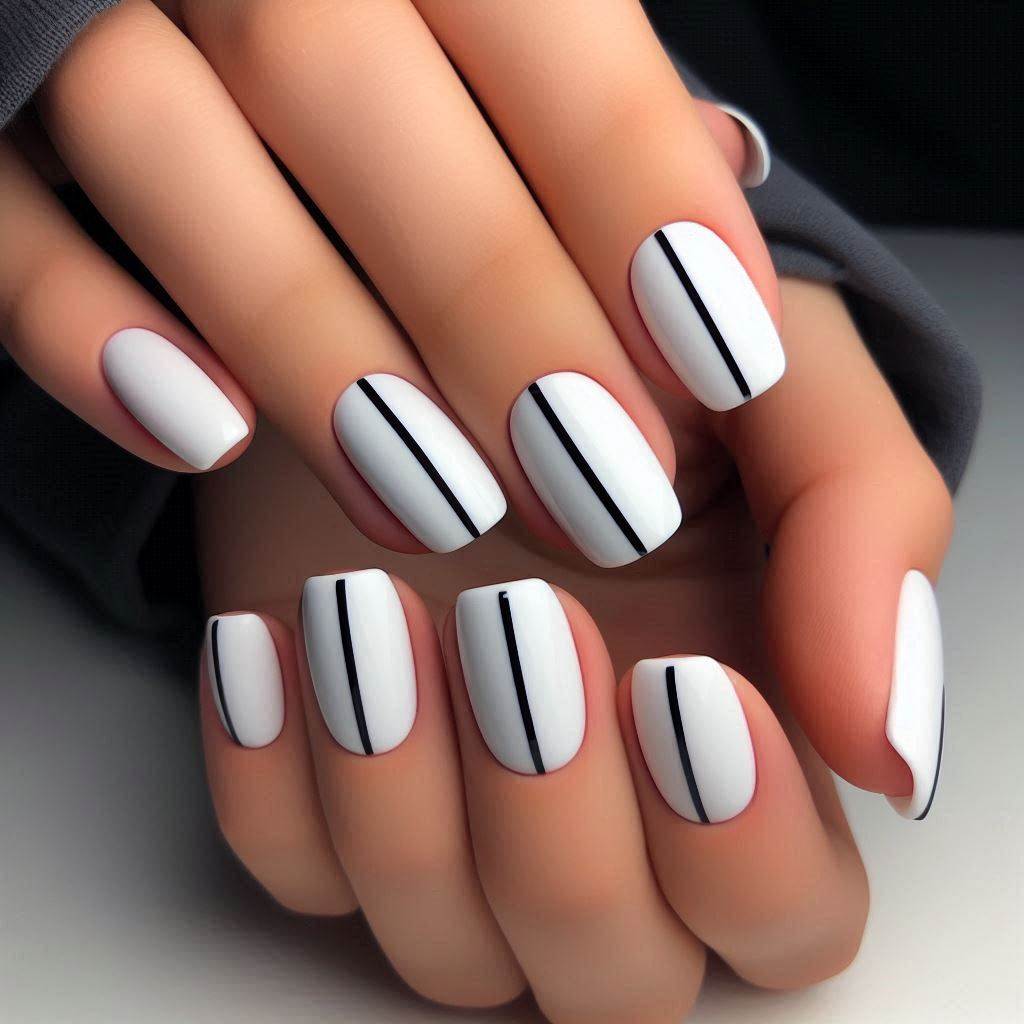 Minimalist White Nails Short 