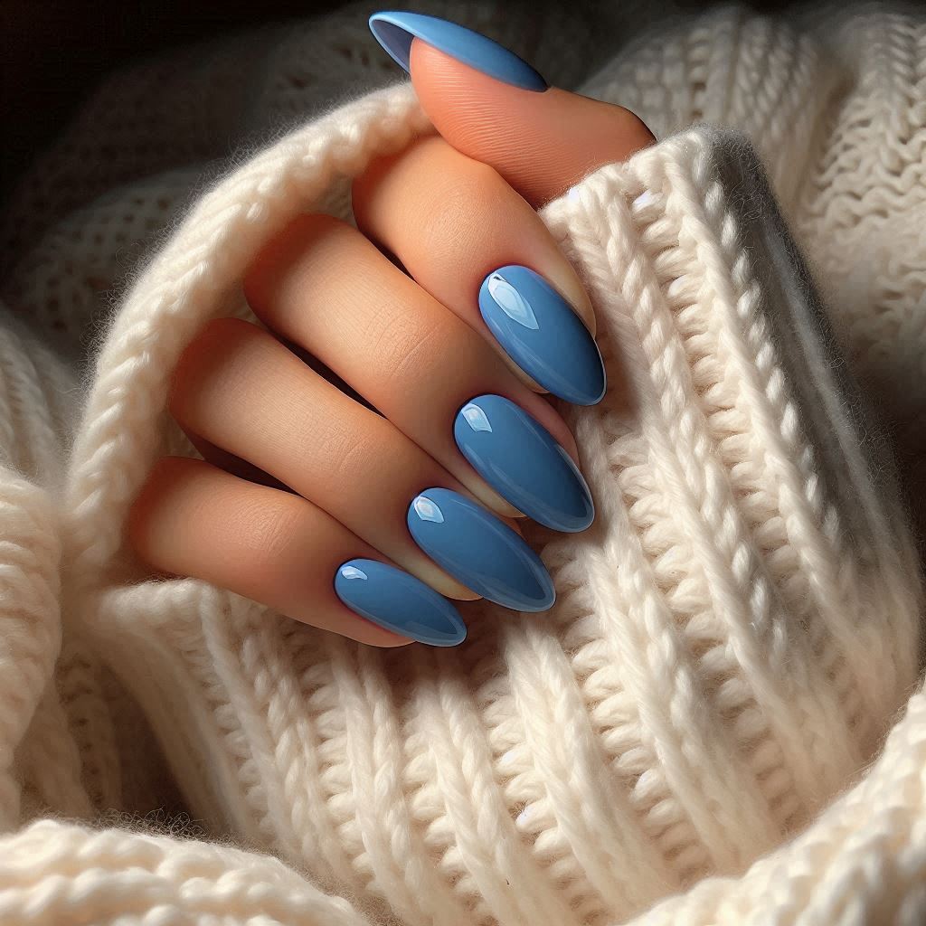  Classy Blue Short Acrylic Nails Almond