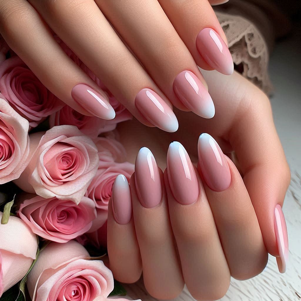 Soft Pink Almond French Tip