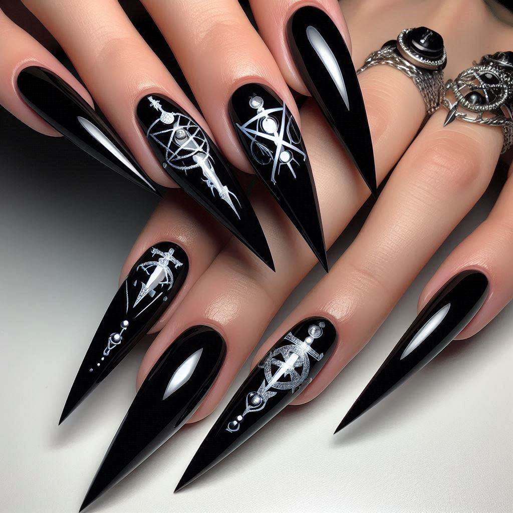 Stiletto Goth Nails Acrylic for a Fierce and Sharp Look