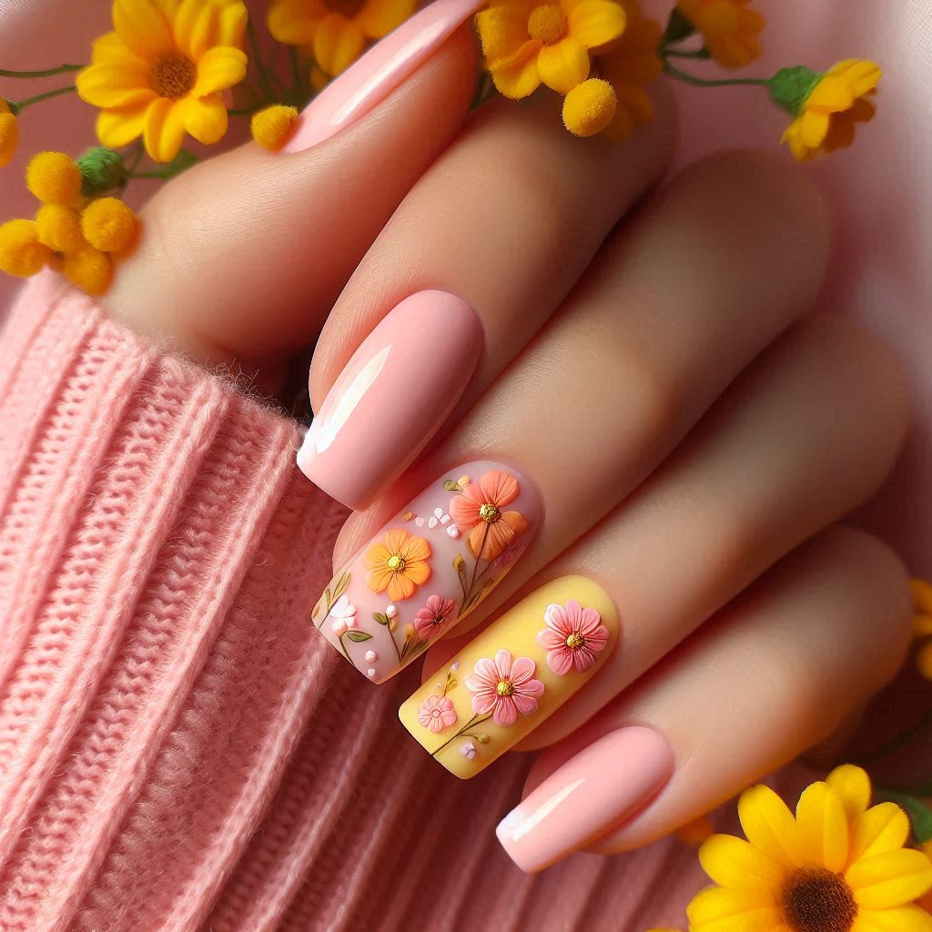 Pastel Floral Nails