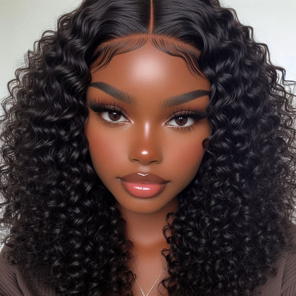 Curly Wig with Middle Part and Baby Hairs