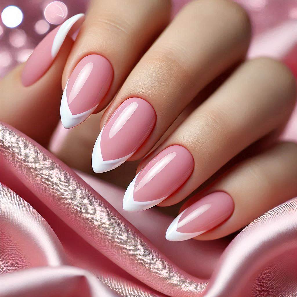 Soft Pink and White French Tip for a Simple Romance