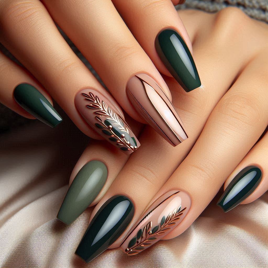  Forest Green and Nude Contrast