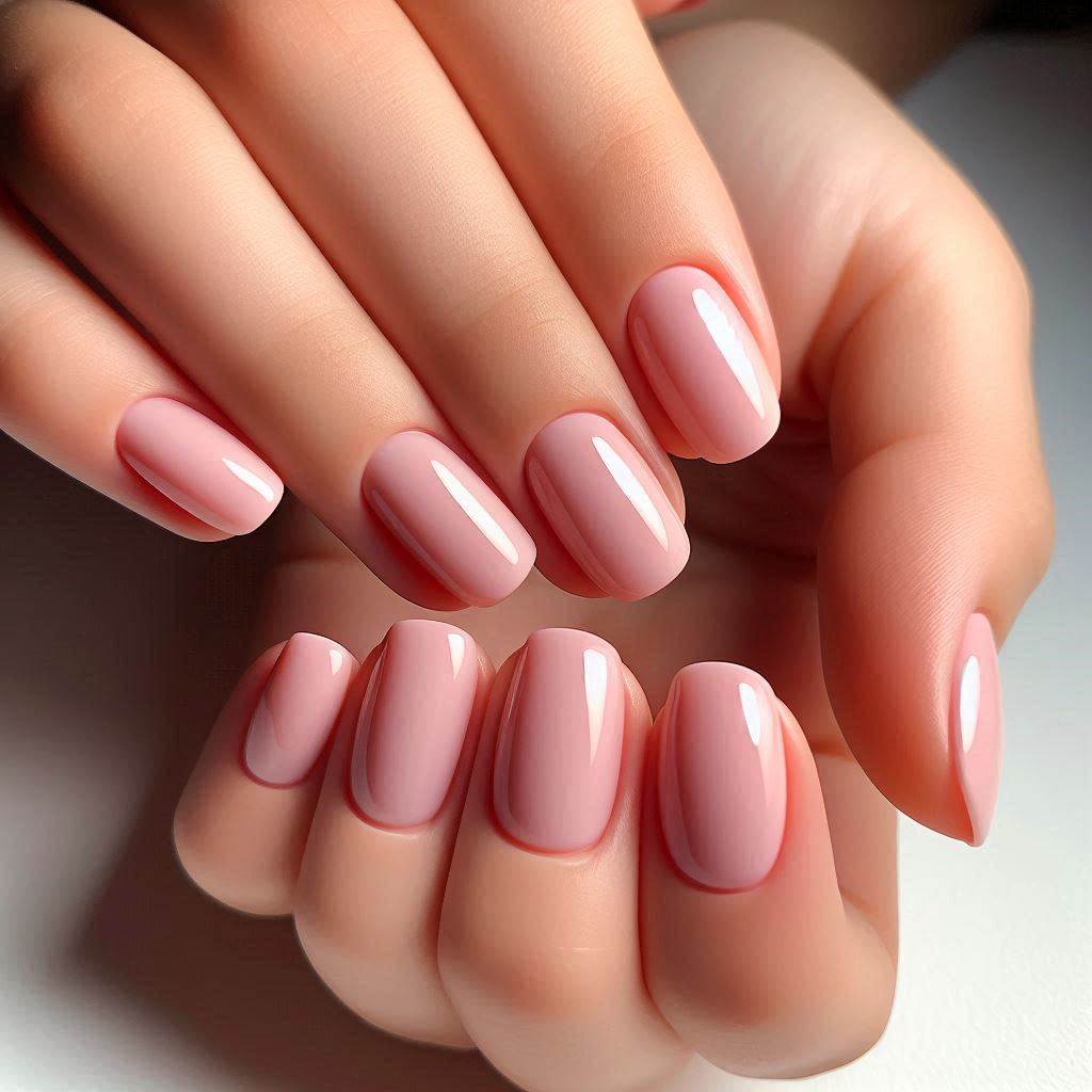 Simple Light Pink Short Nails