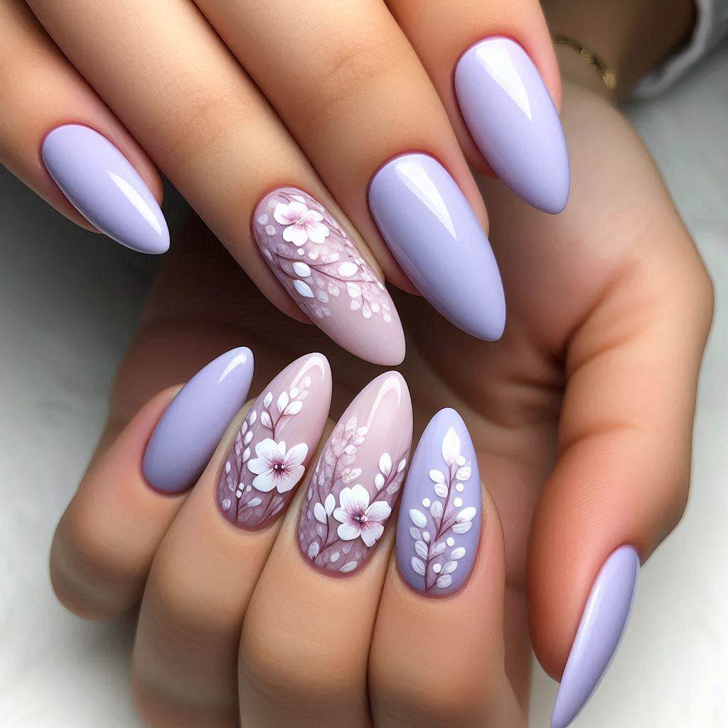 Lavender Summer Nails Almond Simple Soft Glow