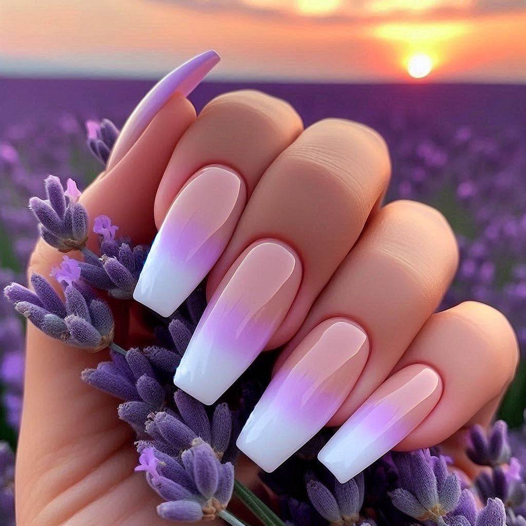 Lavender and White French Ombre for a Serene Summer Look