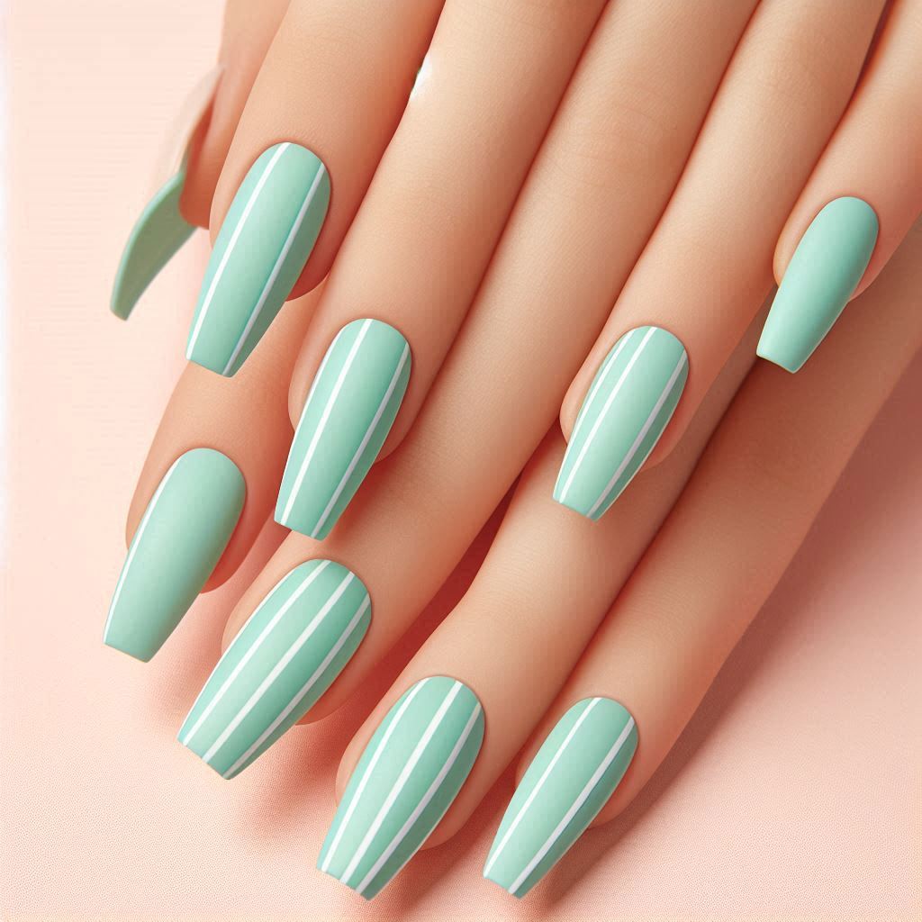 Mint Green and White Stripes