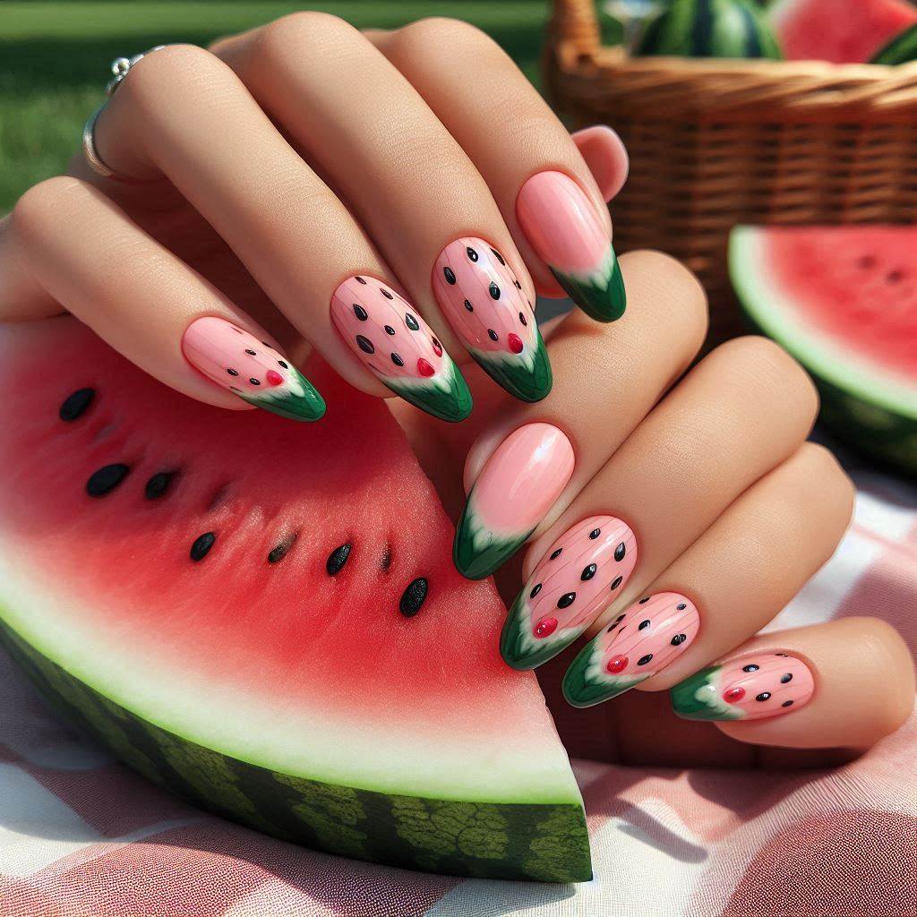 Watermelon-Inspired Nails