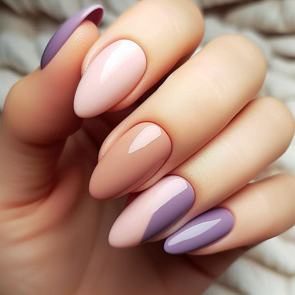 Purple and Nude Nails