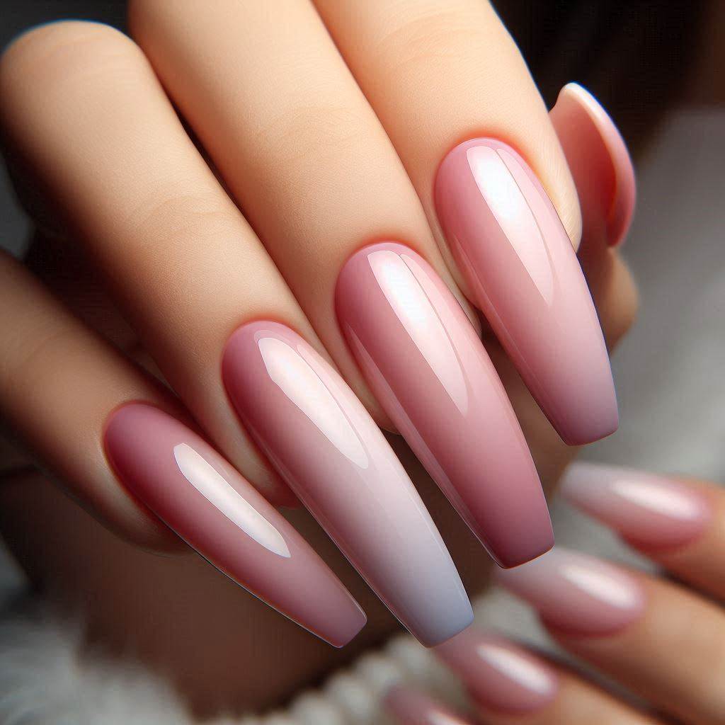 Soft Light Pink Milky Acrylic Nails