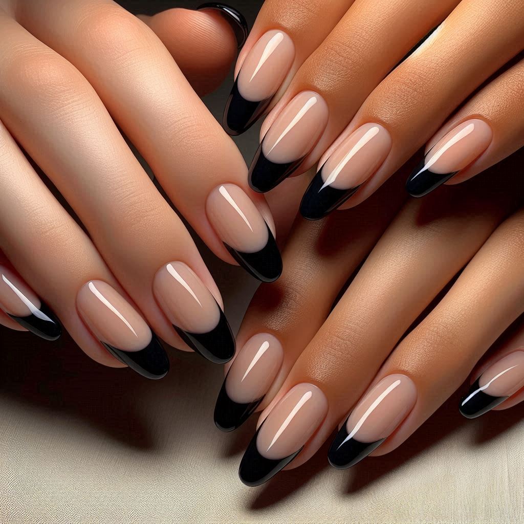 Black French Tip Nails by Skin Tone Range