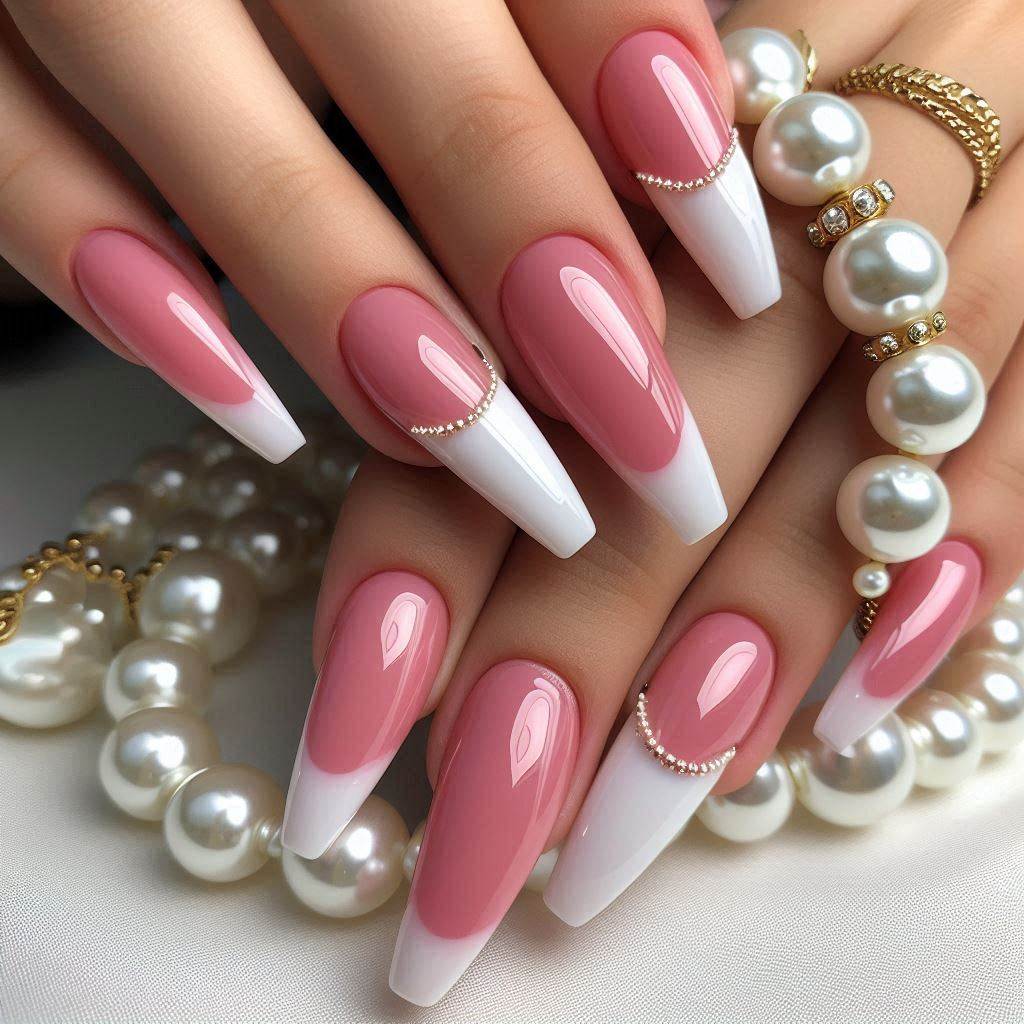 Bold and Beautiful French Tip Nails Pink Acrylic