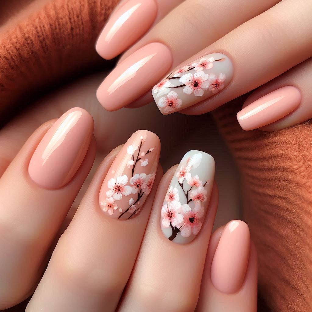 Peach Blossom Nail Art