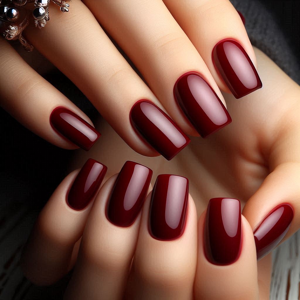 Square Cherry Nails for a Strong, Bold Look