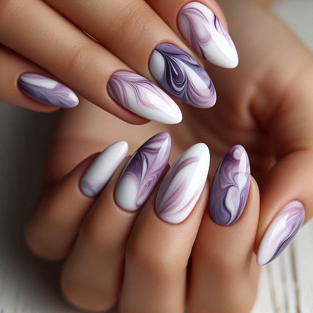 Purple Marble Nails