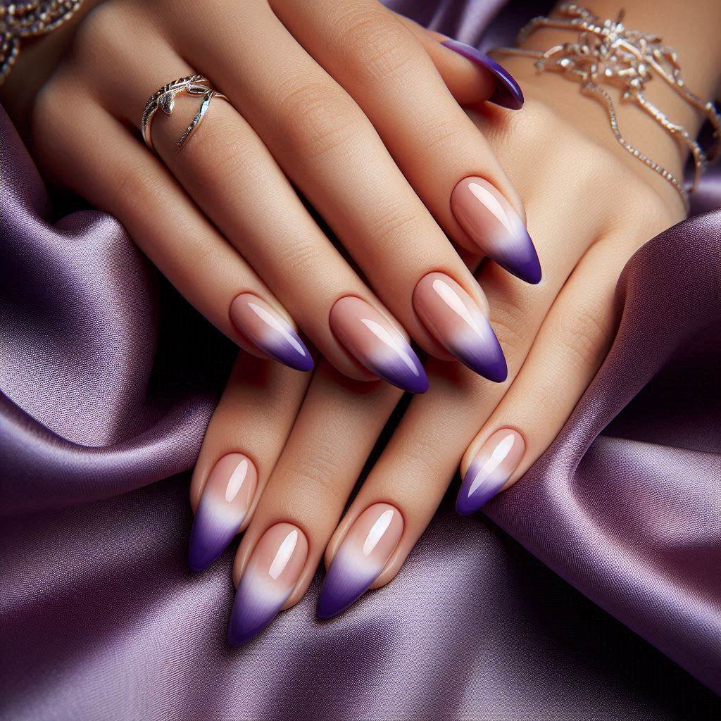 Royal Purple Almond French Tip