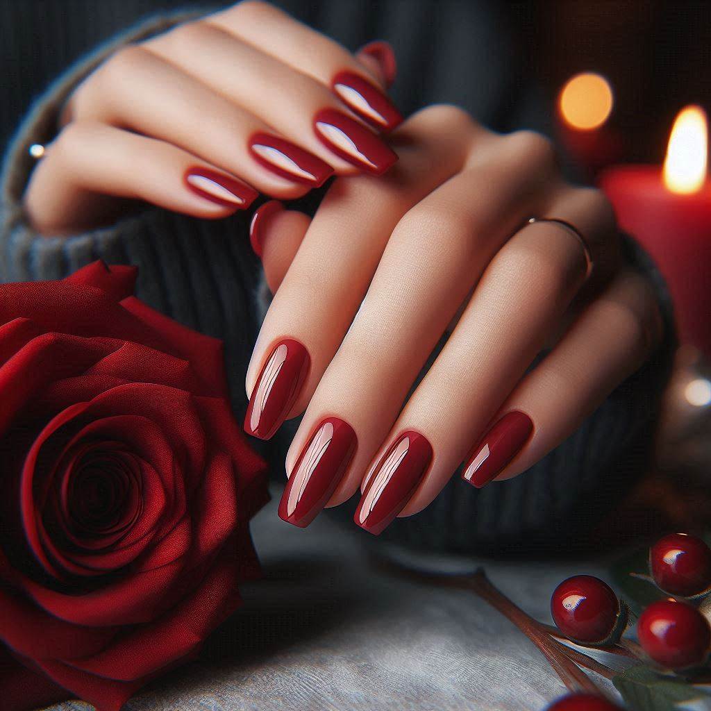 Classic Red Valentine’s Almond Nails