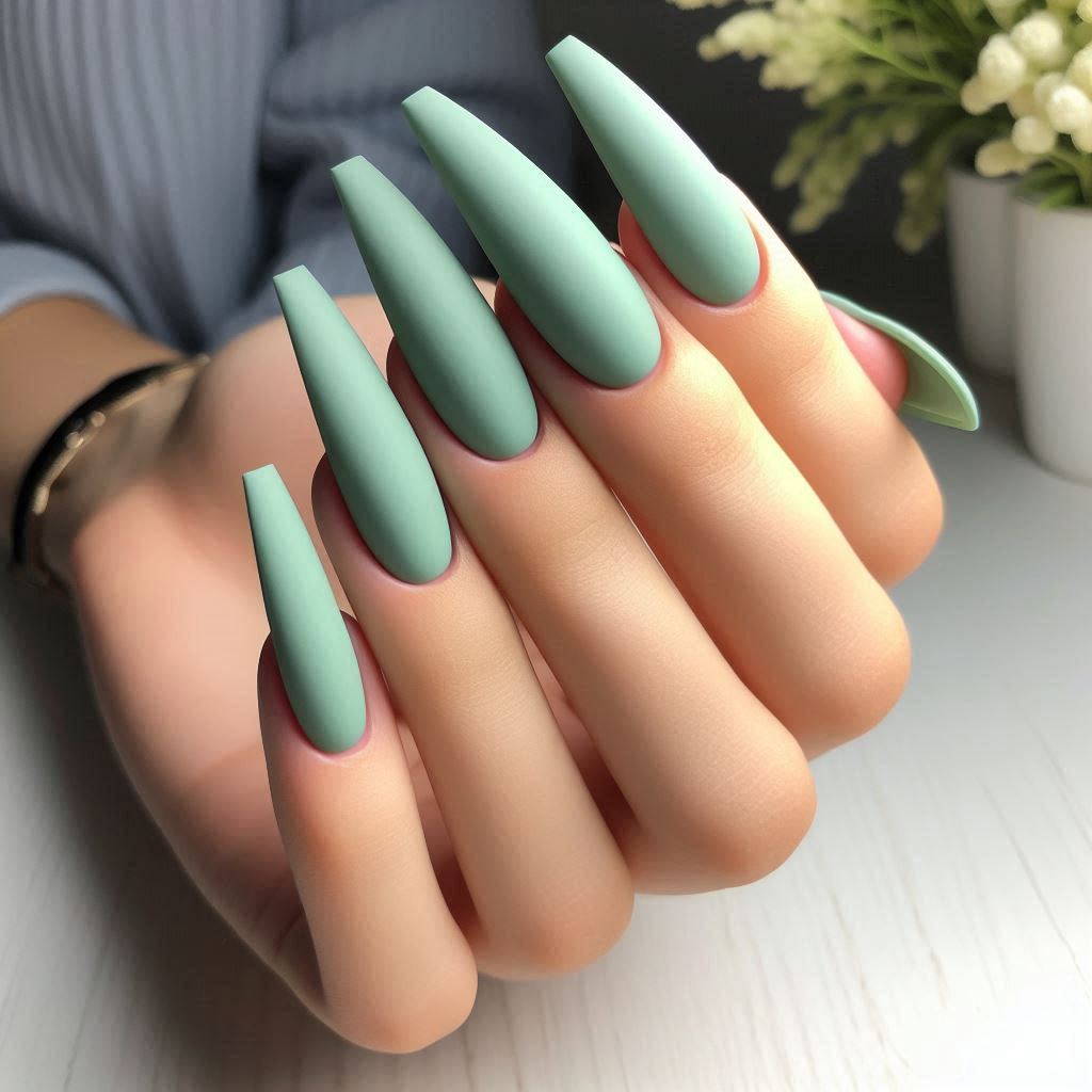  Matte Pistachio Green Nails