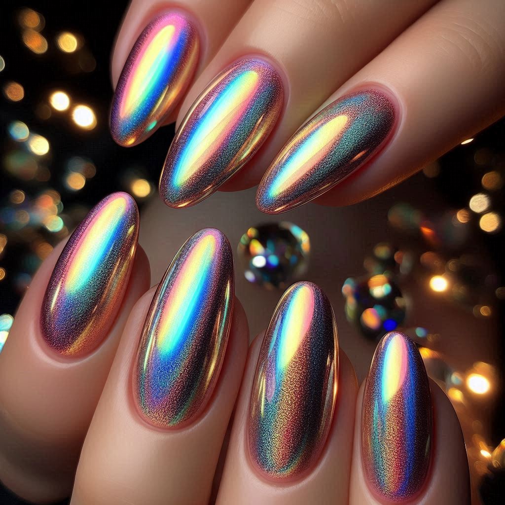 Iridescent Northern Lights Nails