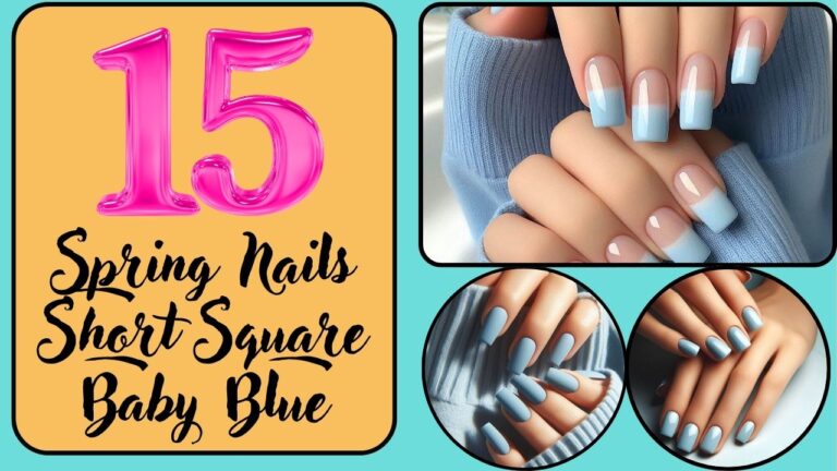 Spring Nails Short Square Baby Blue