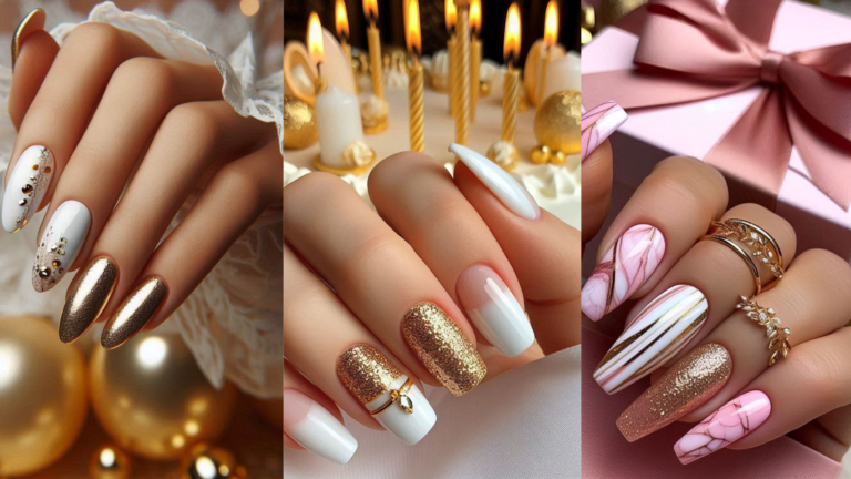 17 Stunning Birthday Nails Gold and White Ideas for a Glamorous Celebration