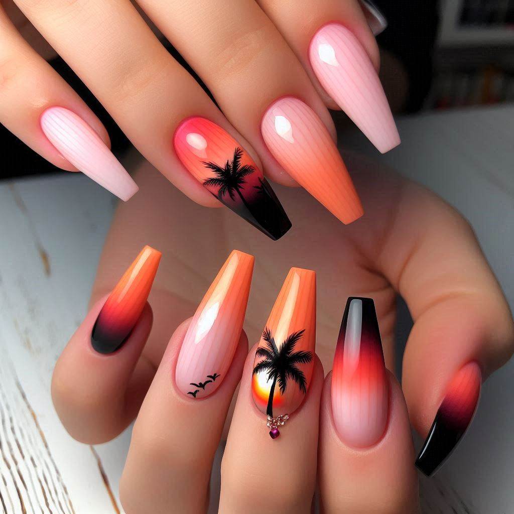 Hawaiian Sunset – Tropical Summer Nails Orange