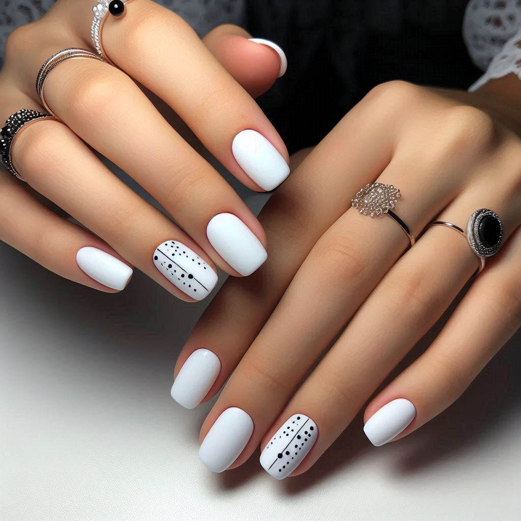 Gel Mani Short Nails White Design: Fresh and Crisp