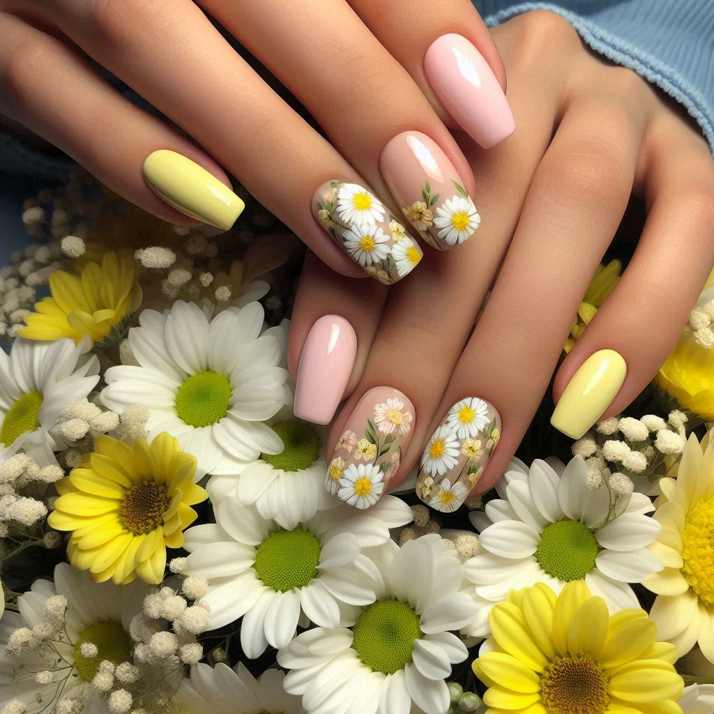 Sunny Yellow Spring Nails Acrylic Short for a Fresh Start