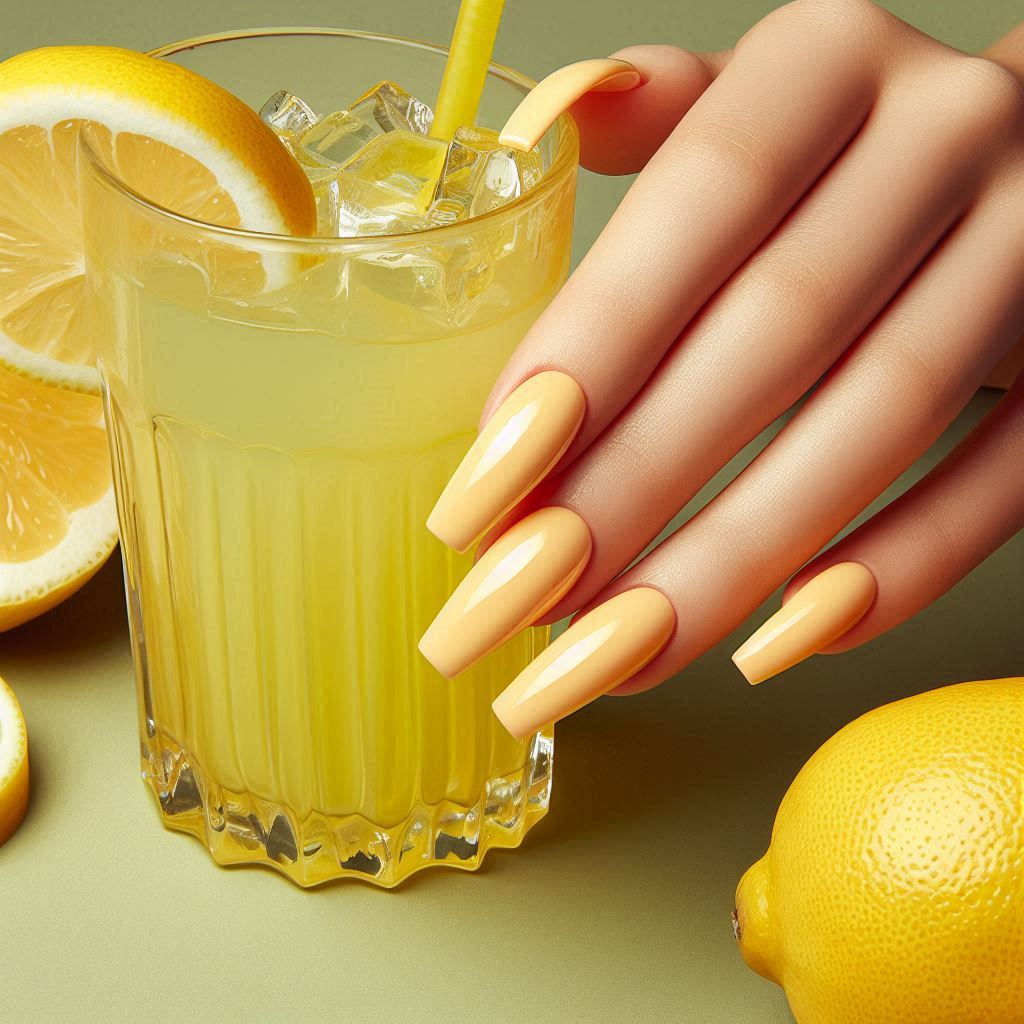 Glossy Lemon Yellow Nails for a Juicy Look