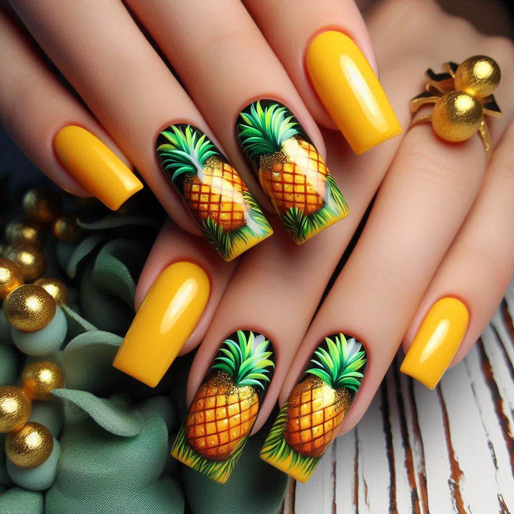 Exotic Pineapple Glow – Tropical Summer Nails Square