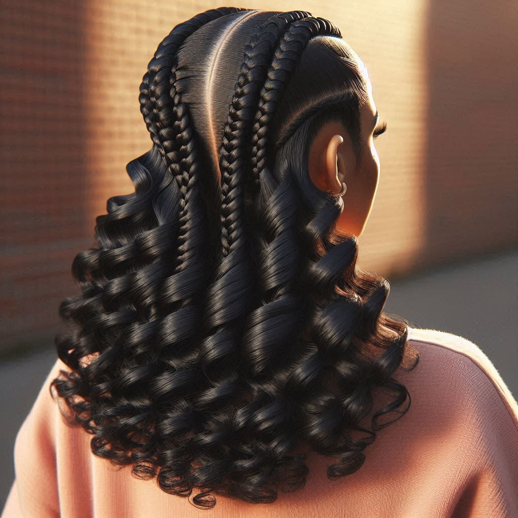 6 Feed-In Braids with Curly Ends