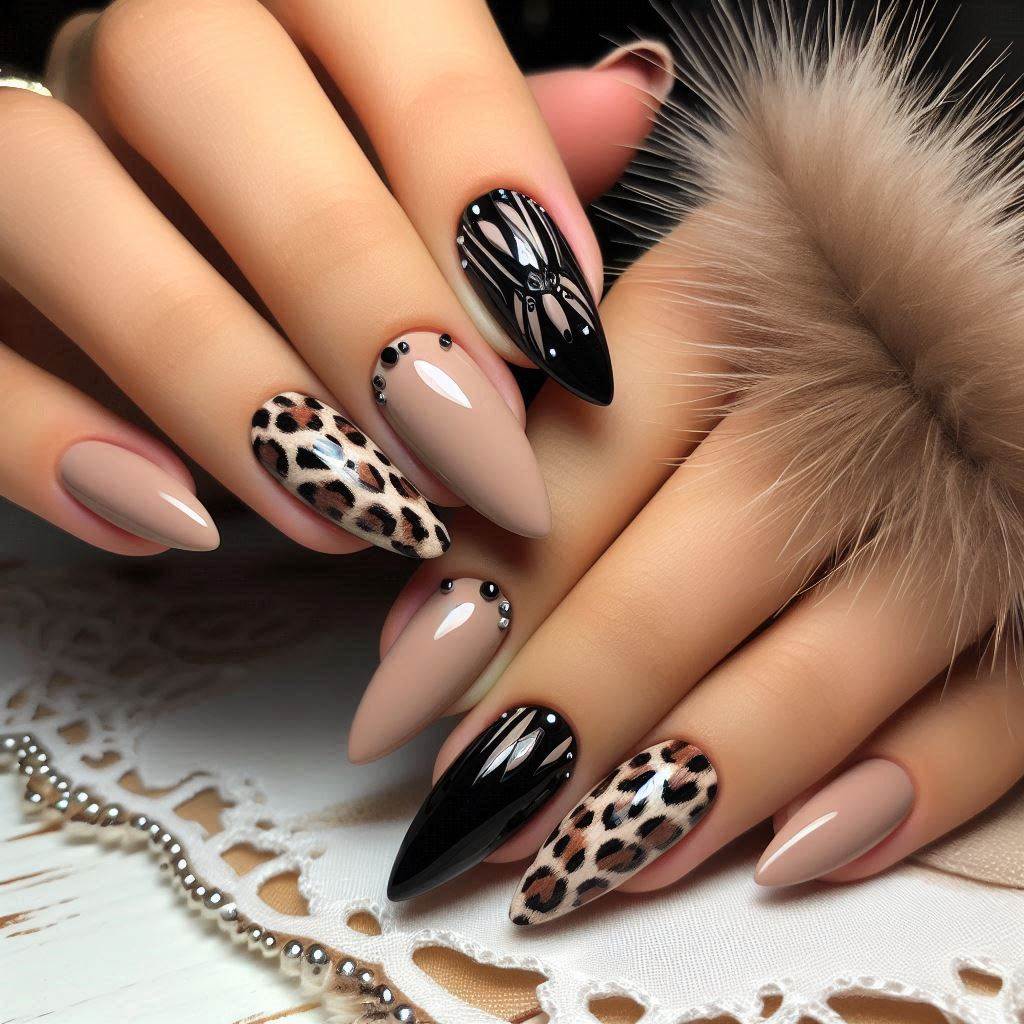 Gel Mani Short Nails Animal Print: Bold and Fun