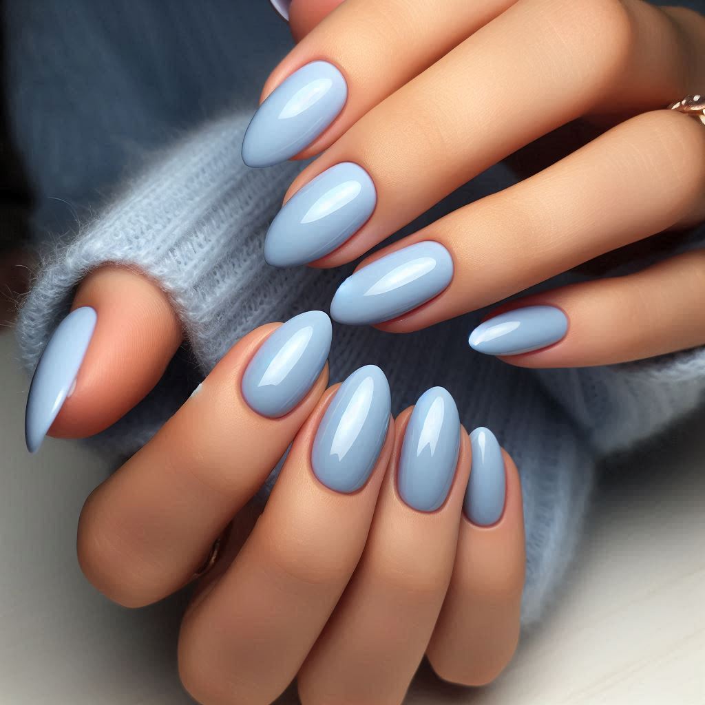 Light Blue Almond Nails – Soft & Elegant