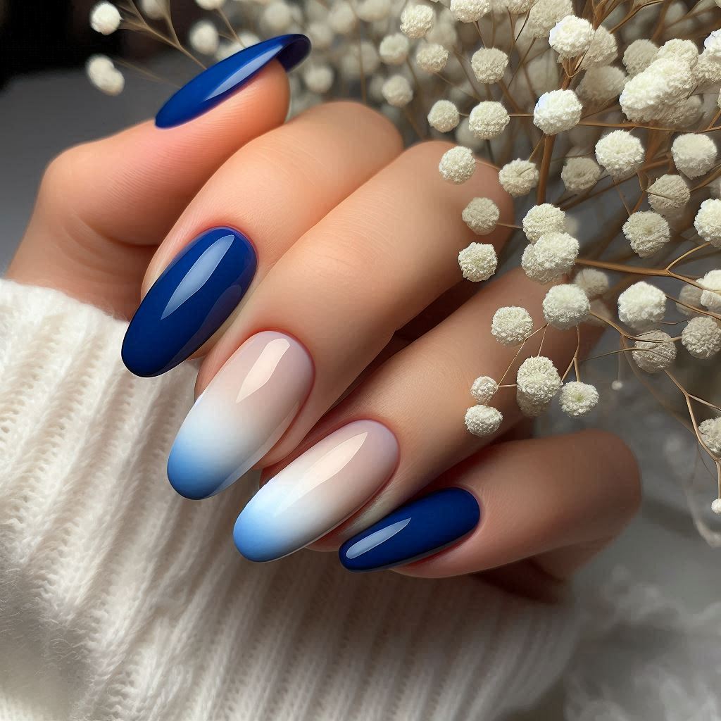 Royal Blue Ombré Acrylic Nails for a Stunning Gradient Effect