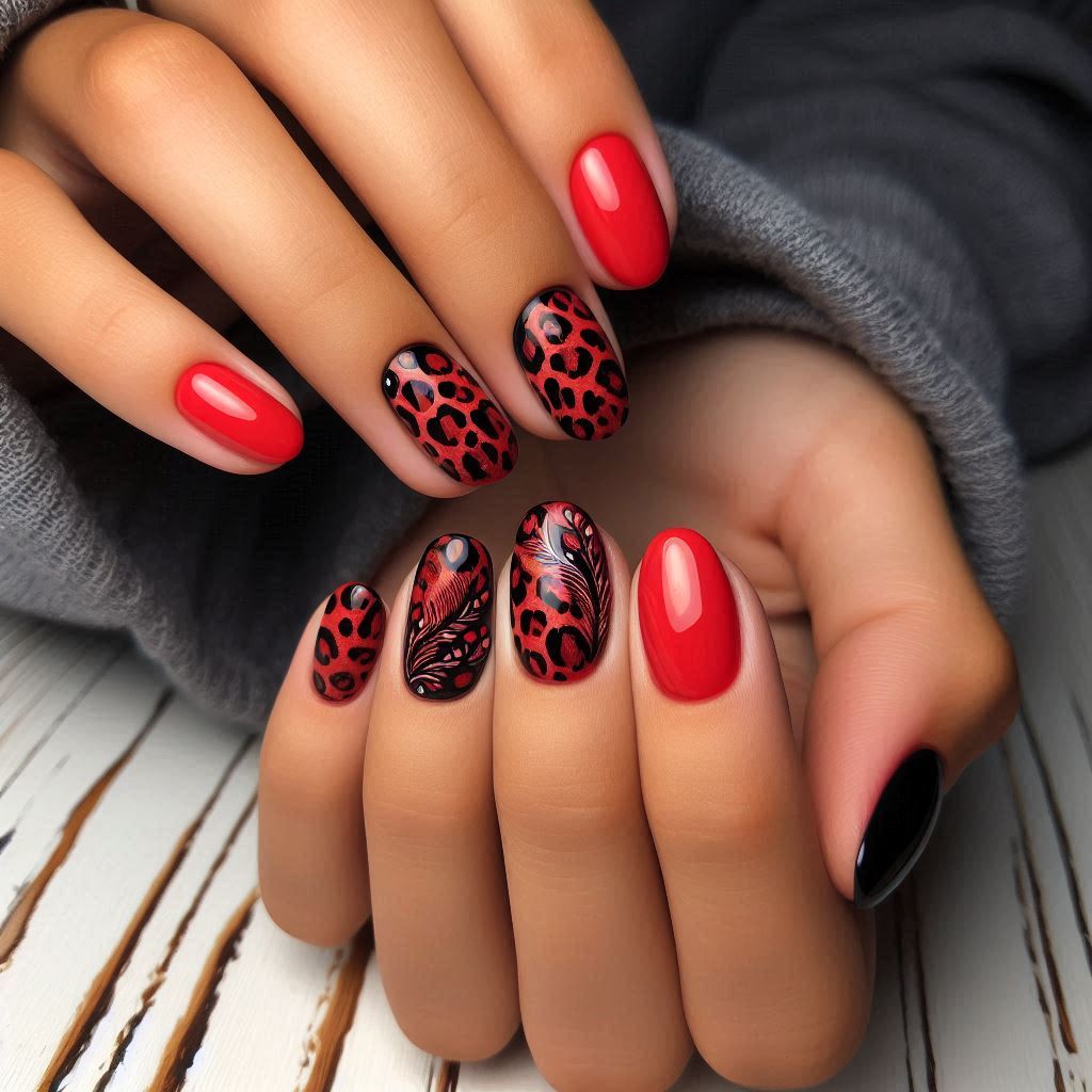 Red & Black Leopard Print