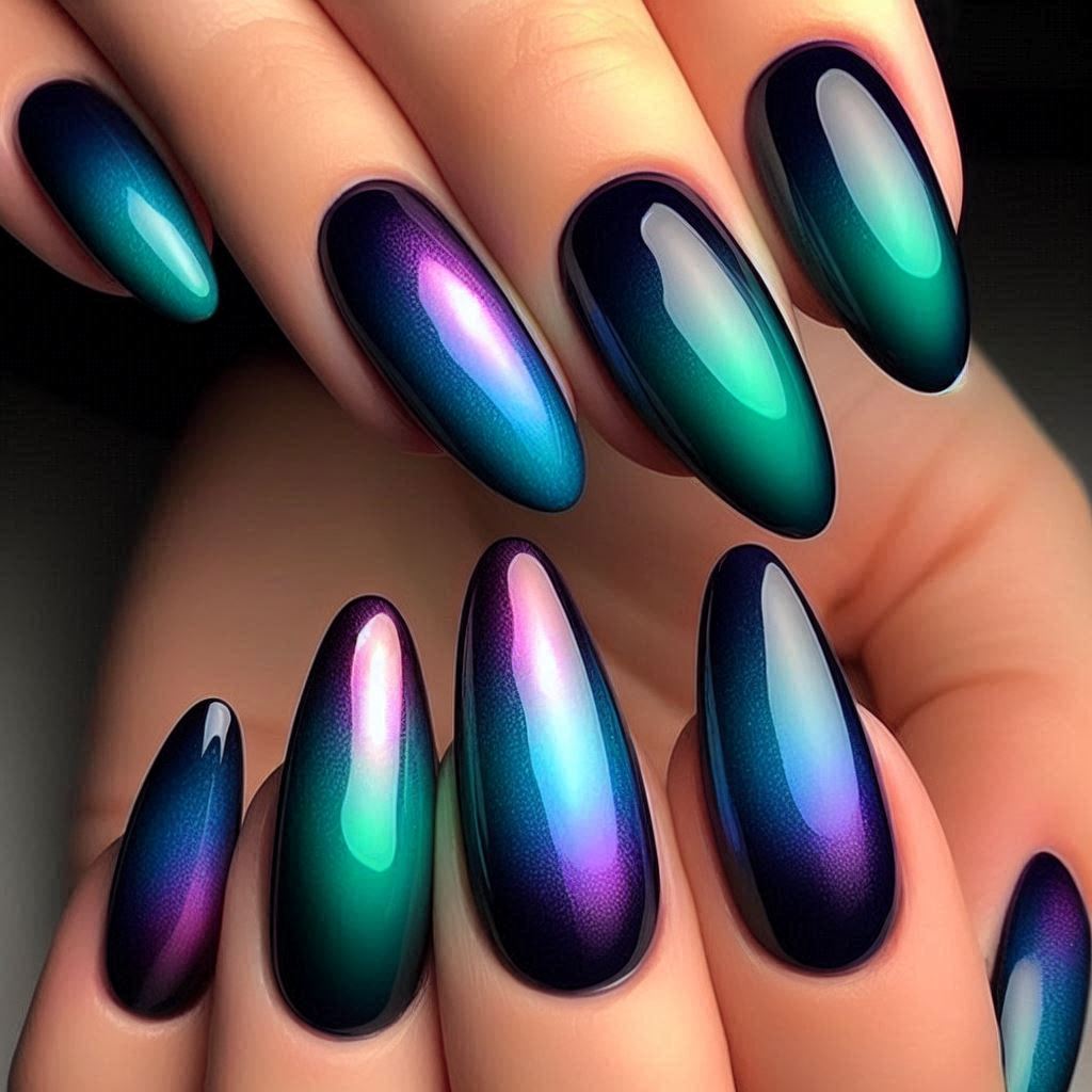 Aurora Borealis Ombre Nails