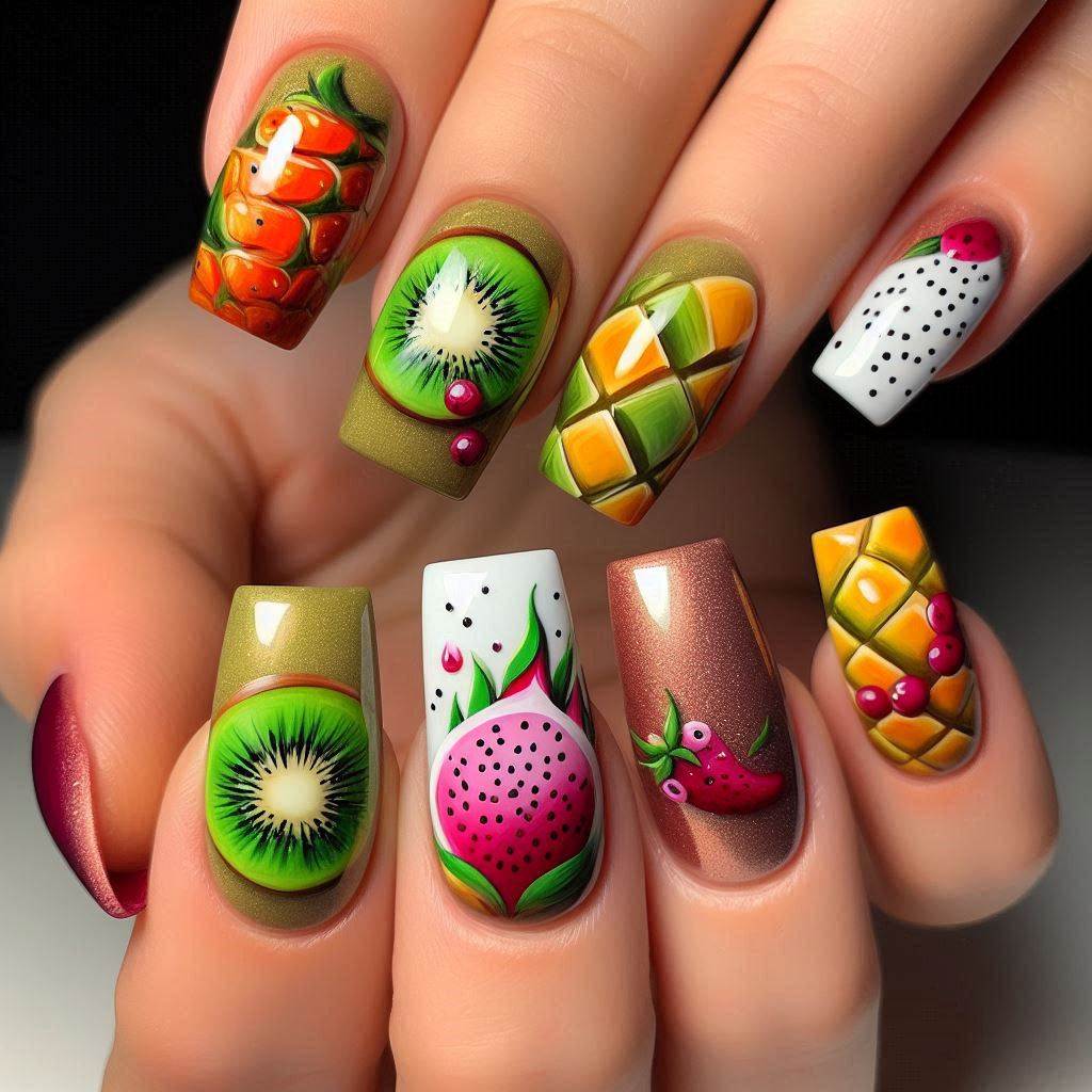 Exotic Fruit Punch – Tropical Summer Nails Aesthetic