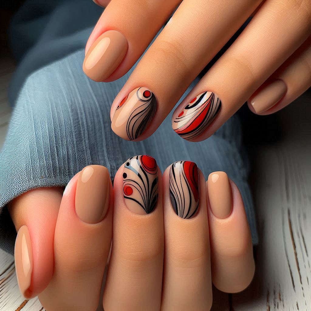 Abstract Red and Black Swirls