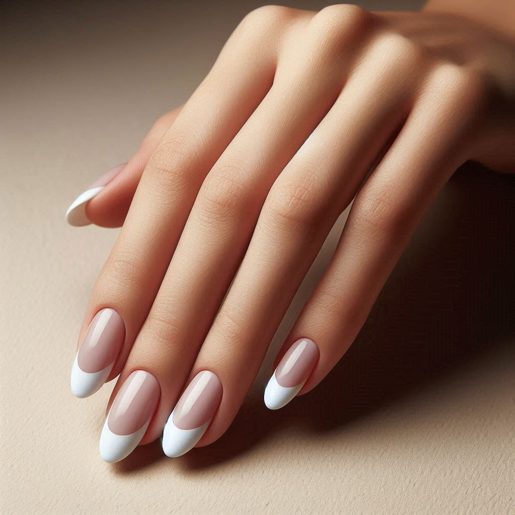 Short Almond French Tip Nails with Matte Finish – Subtle & Trendy