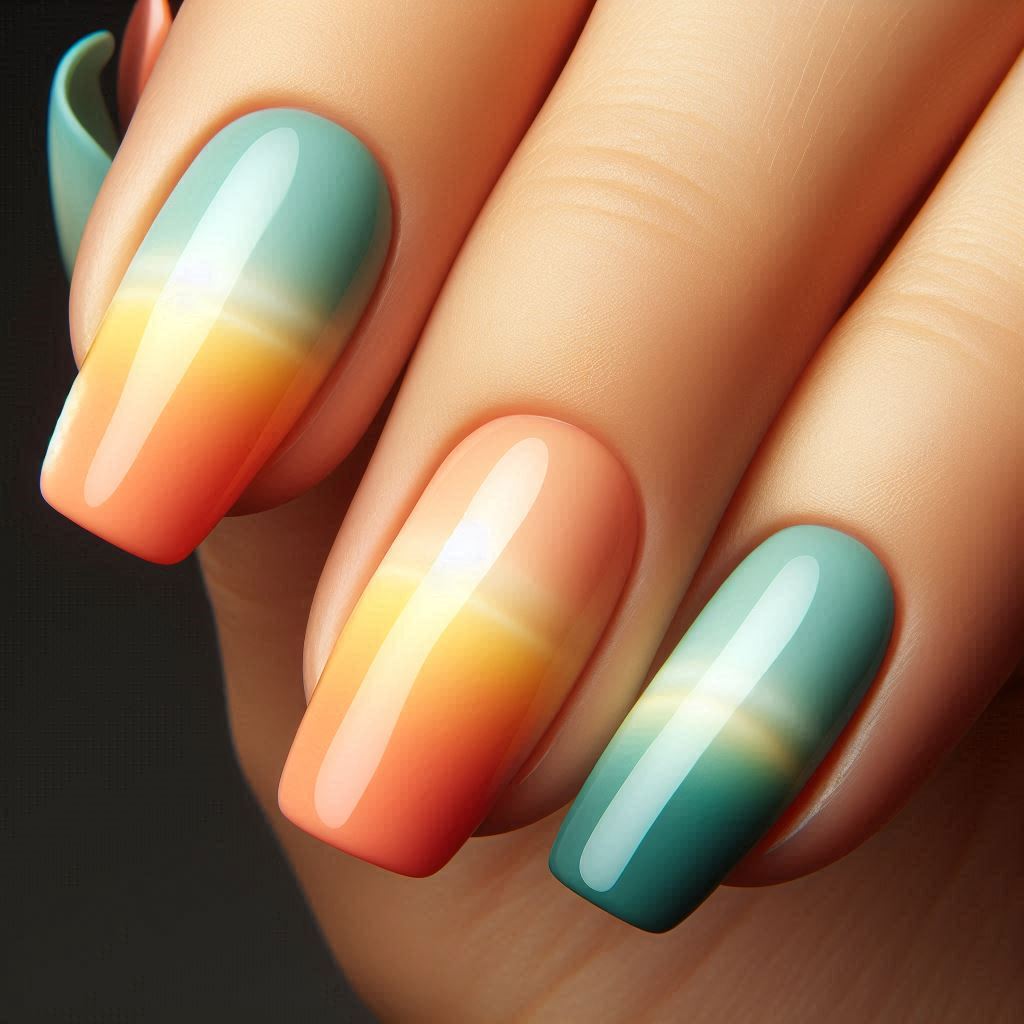 Tropical Sunset with Seafoam Green