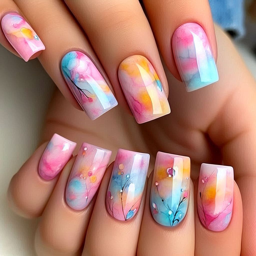 Watercolor Splash Nails