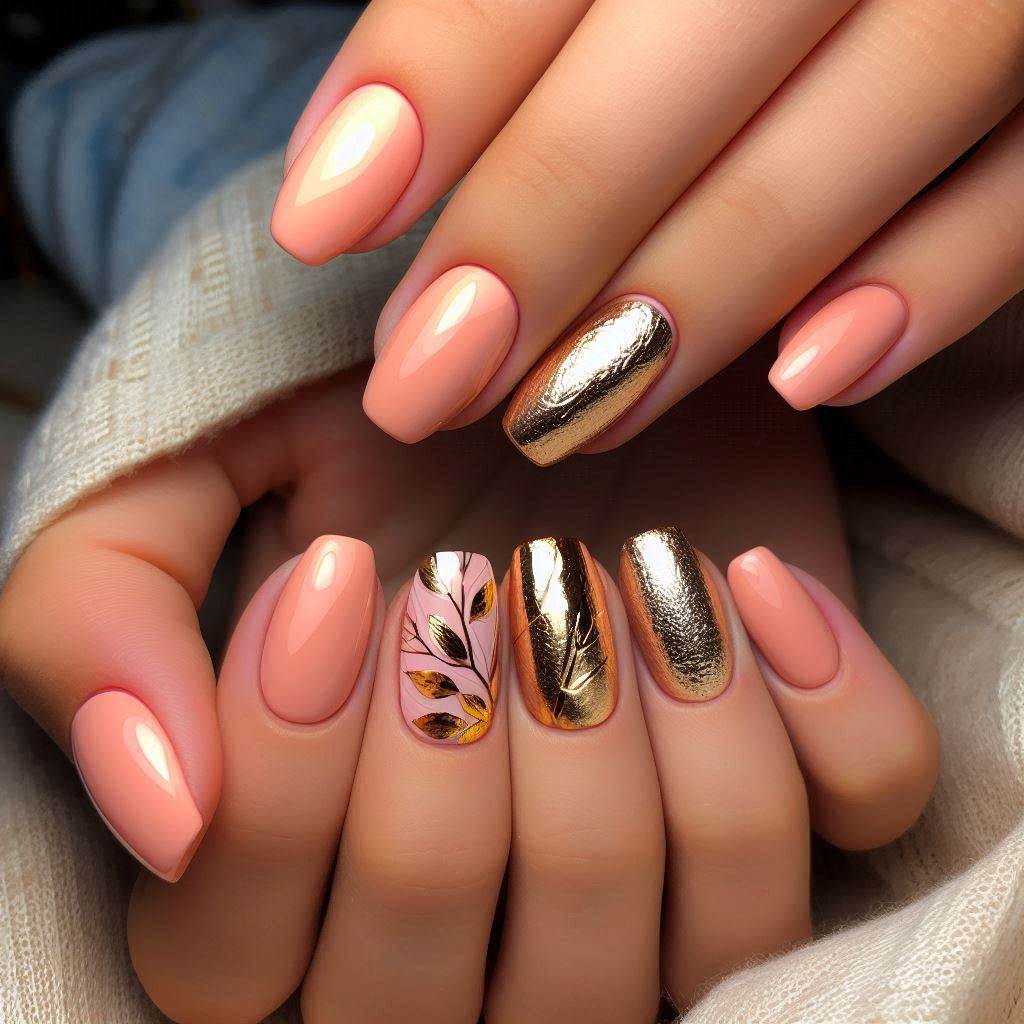 Peach and Gold Foil