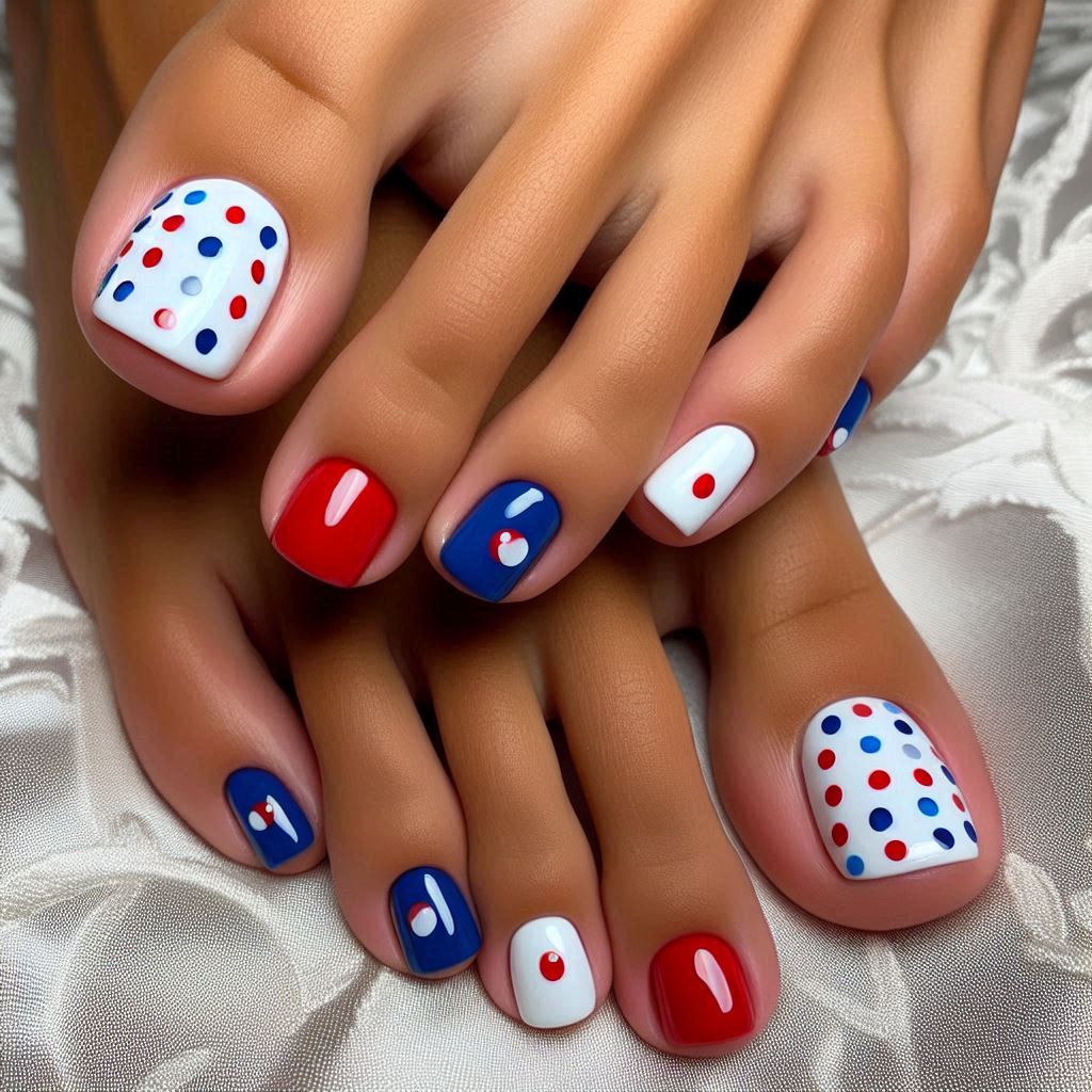 Red, White, and Blue Polka Dots
