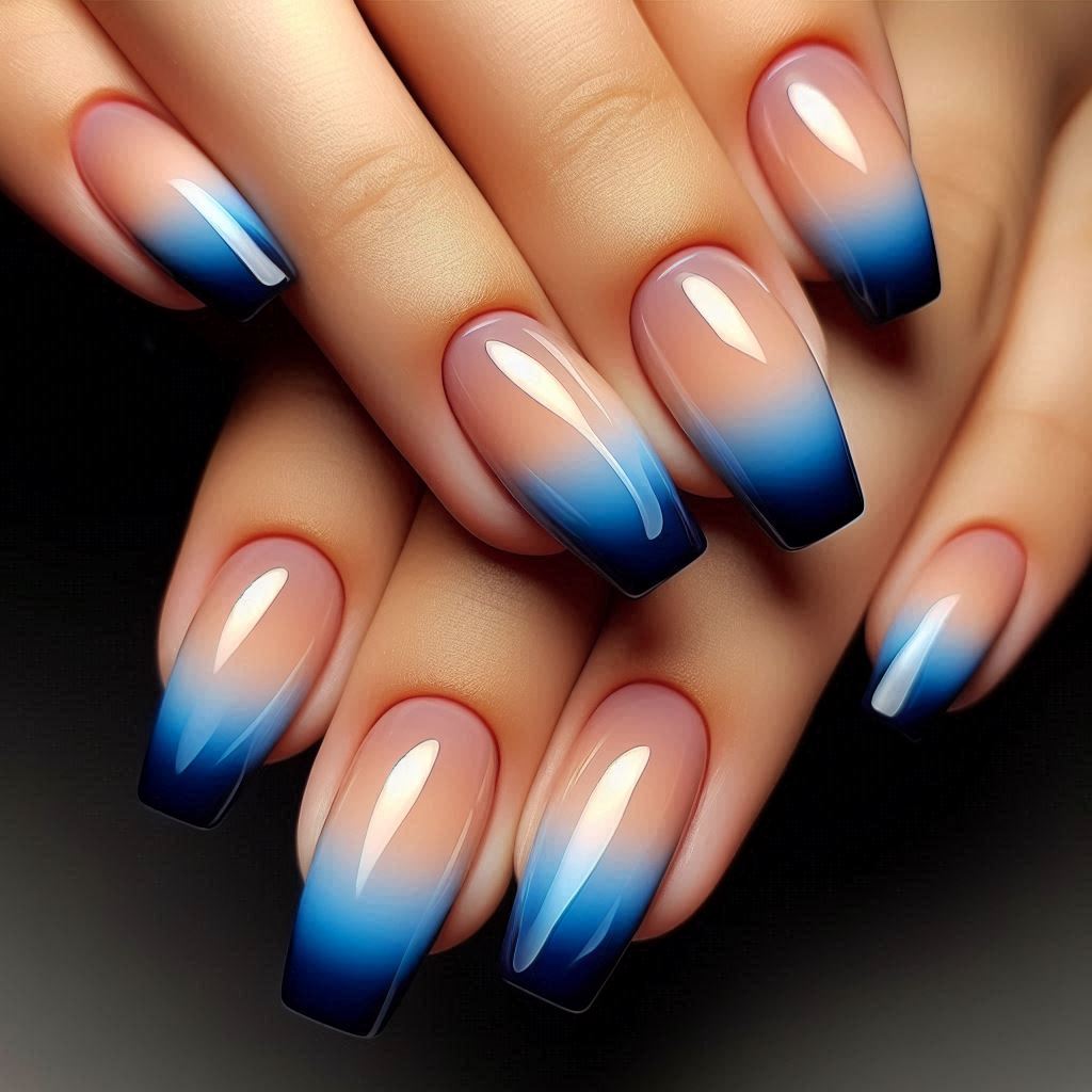 Ombre Blue French Tips