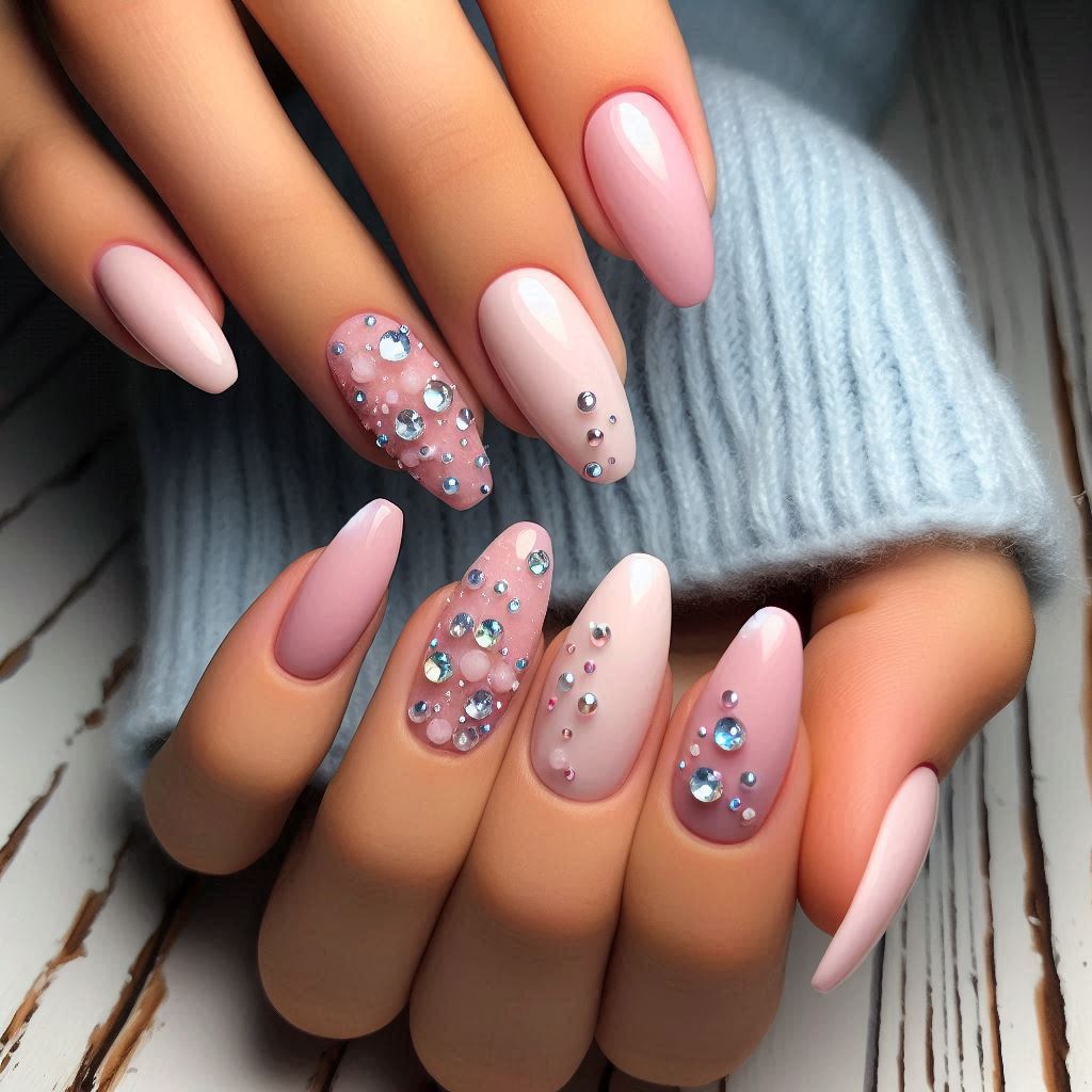 Pastel Bling Acrylic Nails Short