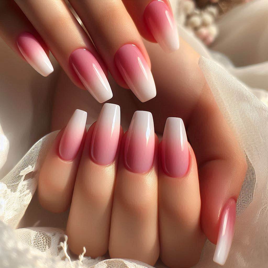 Soft Pink & White Ombre for a Romantic Glow