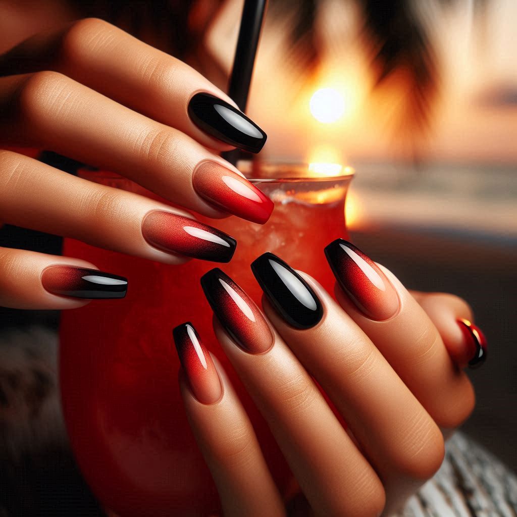  Fiery Red and Black Ombre