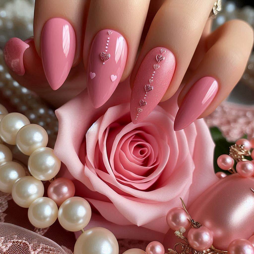 Almond Pink Birthday Nails Baddie