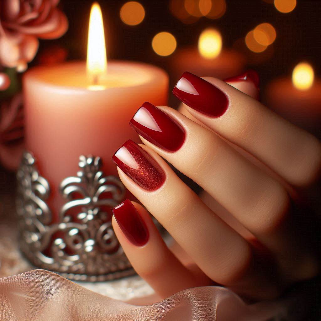 Romantic Red Gel Nails Short Square